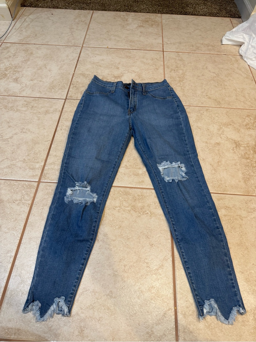 Women’s High-Rise Distressed Blue Jeans